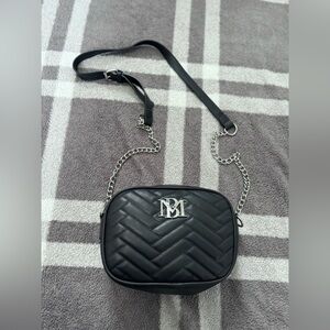 Quilted Crossbody Bag Silver Chain Strap Chevron Purse Small